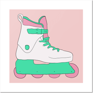 Roller Skate Roller Blade 90s Aesthetic Nostalgia Minimalist Posters and Art